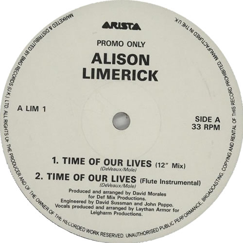 Alison Limerick Time Of Our Lives 12" vinyl single (12 inch record / Maxi-single) UK LMK12TI616669