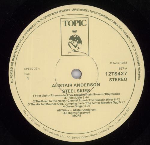 Alistair Anderson Steel Skies vinyl LP album (LP record) UK AXJLPST657298