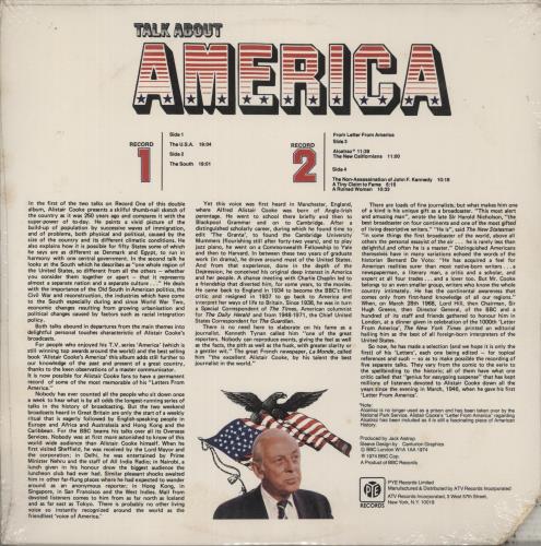 Alistair Cooke Talk About America 2-LP vinyl record set (Double LP Album) US -YK2LTA889631