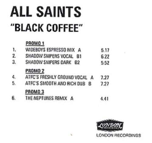 All Saints Black Coffee Mixes CD-R acetate UK ASACRBL168675