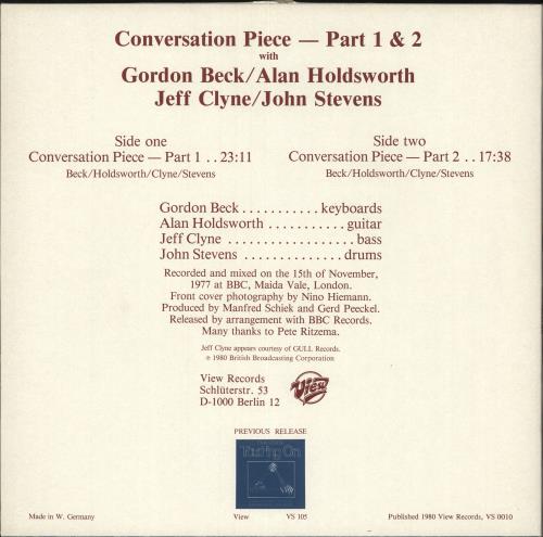 Allan Holdsworth Conversation Piece - Part 1 & 2 vinyl LP album (LP record) German AHOLPCO640010