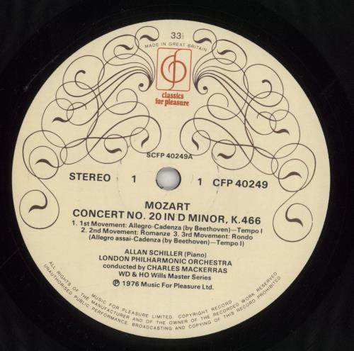 Allan Schiller Mozart: Piano Concertos Nos. 20 & 23 vinyl LP album (LP record) UK 2NLLPMO753535