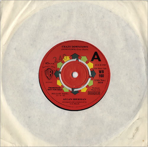 Allan Sherman Crazy Downtown 7" vinyl single (7 inch record / 45) UK AJ707CR479707