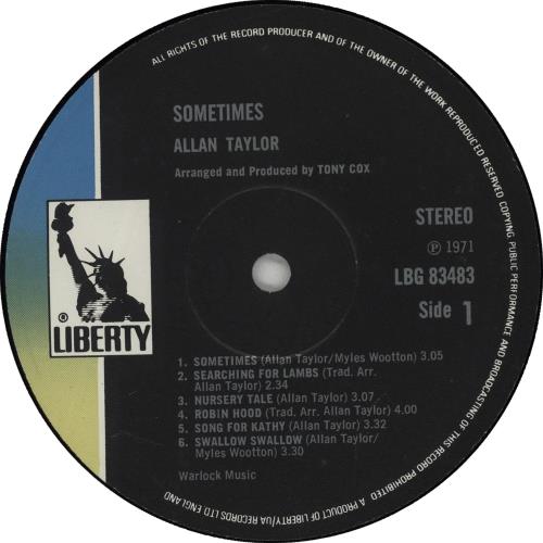 Allan Taylor Sometimes - 1st vinyl LP album (LP record) UK 6ATLPSO567654
