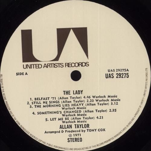 Allan Taylor The Lady vinyl LP album (LP record) UK 6ATLPTH712441