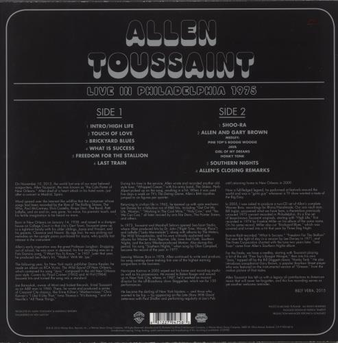 Allen Toussaint Live In Philadelphia 1975 - RSD16 vinyl LP album (LP record) UK AT5LPLI874044