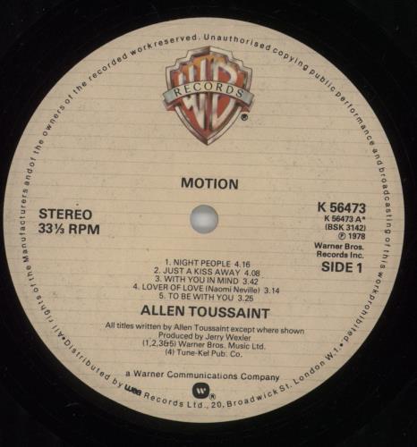 Allen Toussaint Motion vinyl LP album (LP record) UK AT5LPMO752322