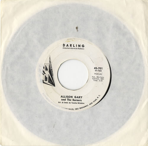 Allison Gary And The Burners Darling 7" vinyl single (7 inch record / 45) US A7W07DA576569
