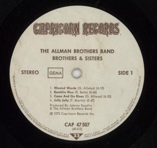 Allman Brothers Band Brothers And Sisters vinyl LP album (LP record) German ABRLPBR173923