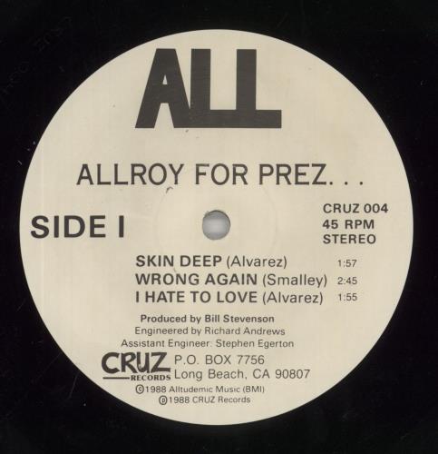 All Allroy For Prez 12" vinyl single (12 inch record / Maxi-single) US AX912AL863028