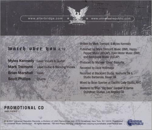 Alter Bridge Watch Over You CD single (CD5 / 5") US ATGC5WA426702