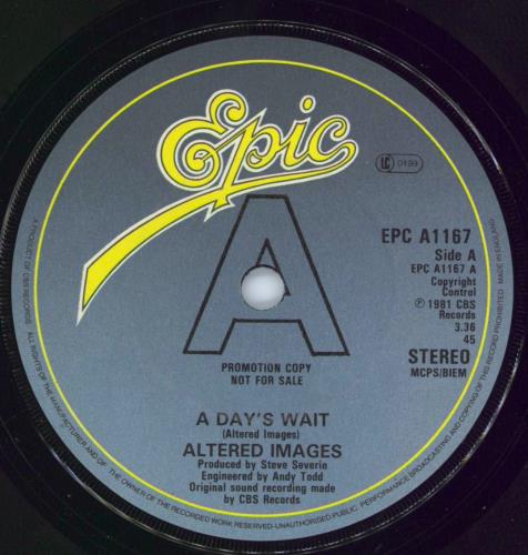 Altered Images A Day's Wait - A Label 7" vinyl single (7 inch record / 45) UK ALT07AD51418