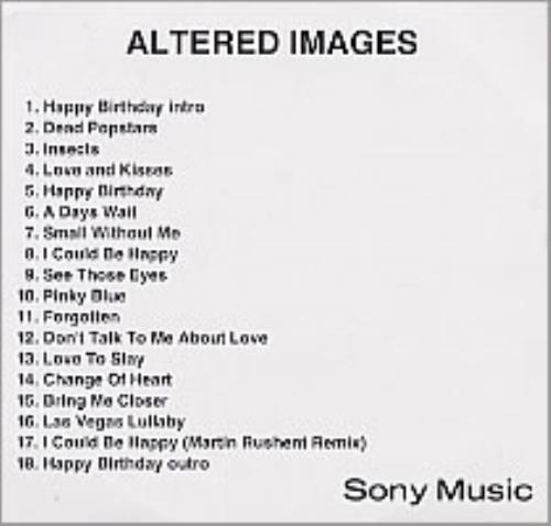 Altered Images Altered Images CD-R acetate UK ALTCRAL240968