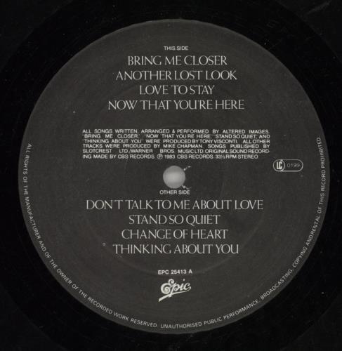 Altered Images Bite - Song Hype Sticker vinyl LP album (LP record) UK ALTLPBI868743