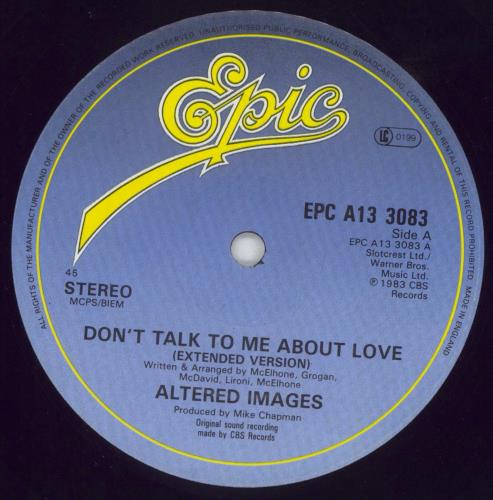 Altered Images Don't Talk To Me About Love 12" vinyl single (12 inch record / Maxi-single) UK ALT12DO109222