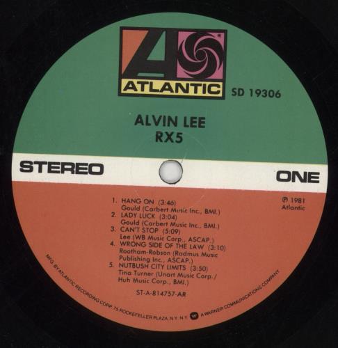 Alvin Lee RX5 vinyl LP album (LP record) US LEELPRX488482