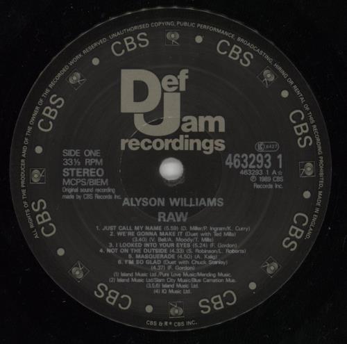 Alyson Williams Raw vinyl LP album (LP record) UK AYWLPRA633876