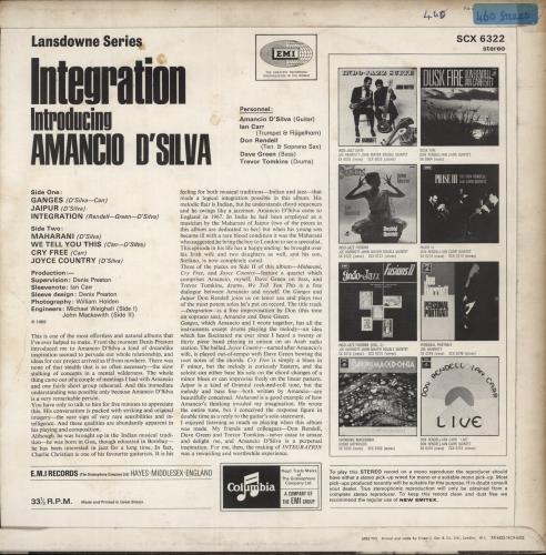 Amancio D'Silva Integration - 1st - VG+ vinyl LP album (LP record) UK ZMALPIN864636