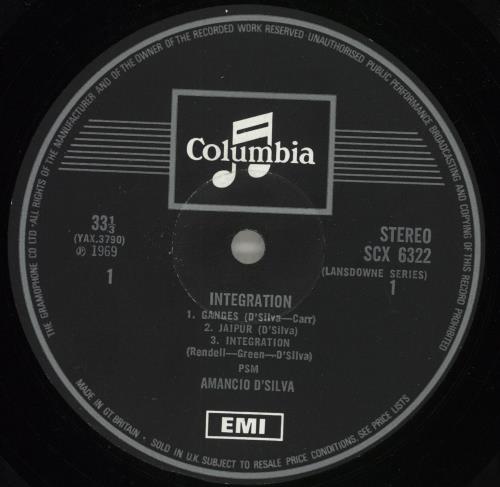 Amancio D'Silva Integration - 1st vinyl LP album (LP record) UK ZMALPIN716734