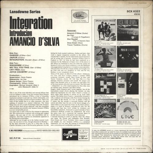 Amancio D'Silva Integration - 1st vinyl LP album (LP record) UK ZMALPIN716734