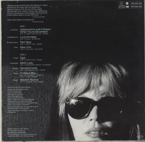 Amanda Lear Incognito vinyl LP album (LP record) German AMDLPIN83370