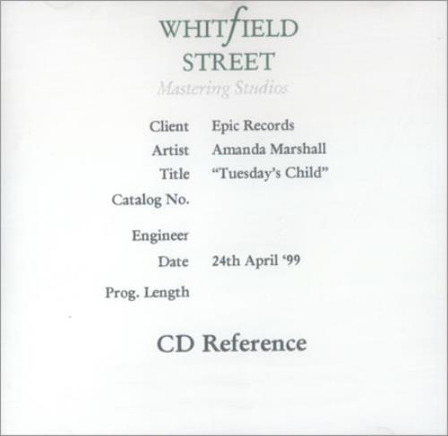 Amanda Marshall Tuesday's Child CD-R acetate UK AMACRTU137245