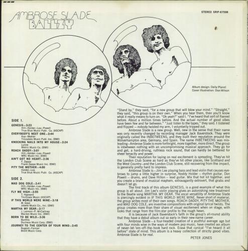 Ambrose Slade Ballzy vinyl LP album (LP record) US SESLPBA801026