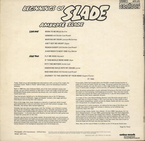 Ambrose Slade Beginnings Of Slade vinyl LP album (LP record) UK SESLPBE212065