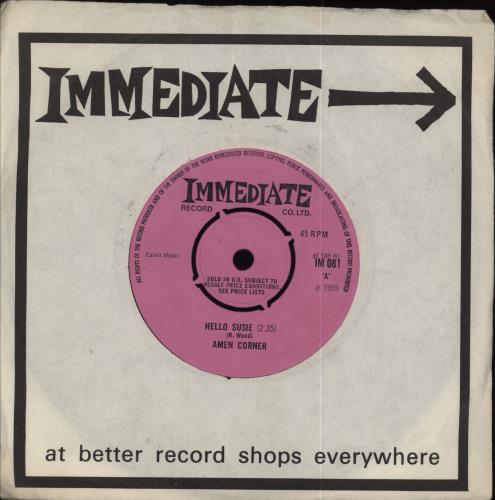 Amen Corner Hello Susie 7" vinyl single (7 inch record / 45) UK AMC07HE791761