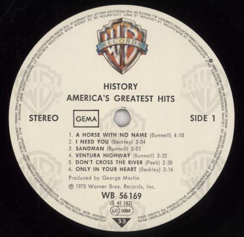 America History - America's Greatest Hits vinyl LP album (LP record) German AMRLPHI837096