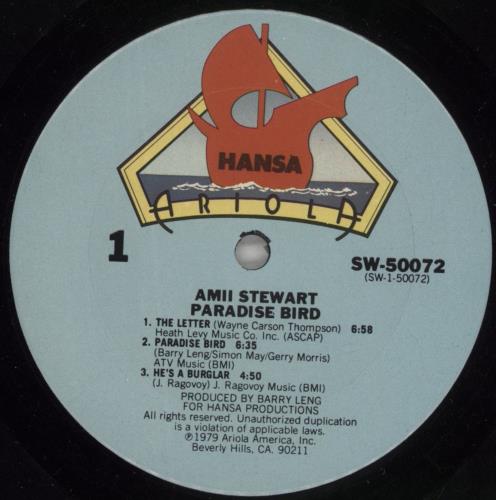 Amii Stewart Paradise Bird vinyl LP album (LP record) US AMILPPA870650