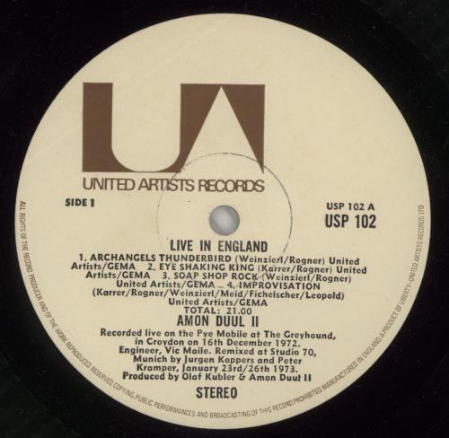 Amon D��l Live In London vinyl LP album (LP record) UK AMOLPLI130494