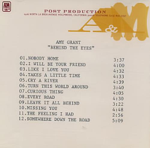 Amy Grant Behind The Eyes CD-R acetate US GRACRBE160919