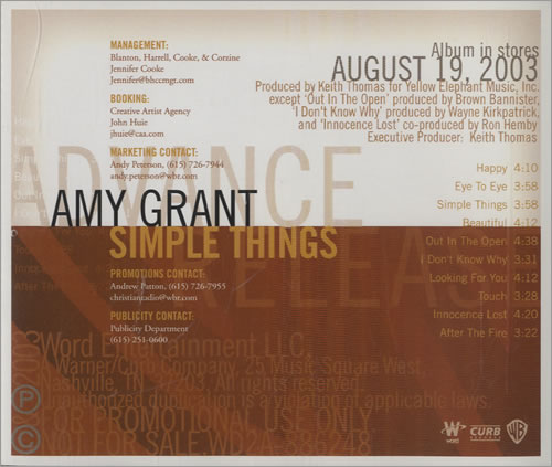 Amy Grant Simple Thing - 2nd edition CD album (CDLP) US GRACDSI259072