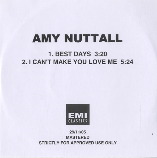 Amy Nuttall Best Days CD-R acetate UK A2-CRBE526102