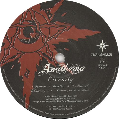 Anathema Eternity vinyl LP album (LP record) UK A1FLPET722193