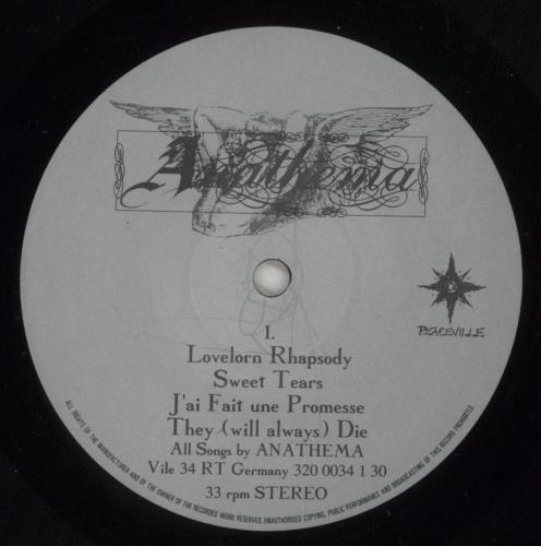 Anathema Serenades - VG vinyl LP album (LP record) UK A1FLPSE887140