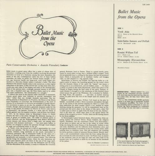 Anatole Fistoulari Ballet Music From The Opera - 4 x 1-Sided 45 Series vinyl LP album (LP record) US 74ALPBA881179