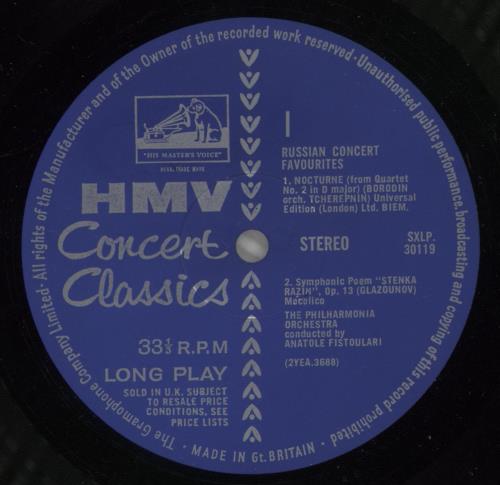 Anatole Fistoulari Russian Concert Favourites vinyl LP album (LP record) UK 74ALPRU875179