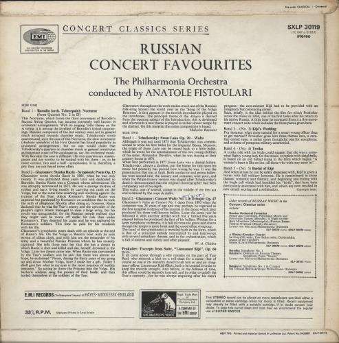 Anatole Fistoulari Russian Concert Favourites vinyl LP album (LP record) UK 74ALPRU875179