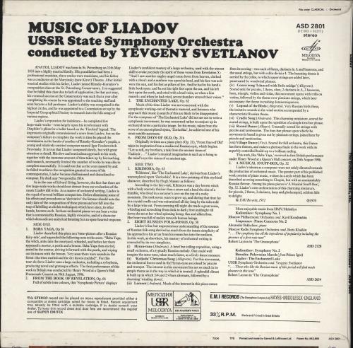 Anatoly Liadov Music Of Liadov vinyl LP album (LP record) UK 25QLPMU766693