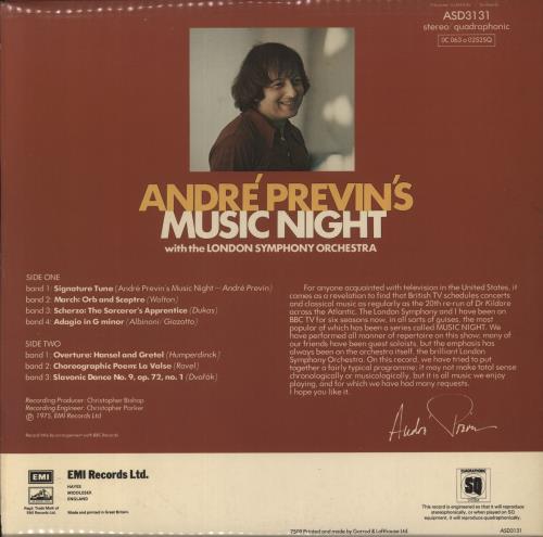 Andr� Previn Andr� Previn's Music Night 1 & 2 - Quad 2-LP vinyl record set (Double LP Album) UK AP12LAN861272