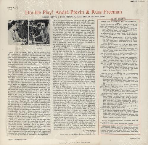 Andr� Previn Double Play! vinyl LP album (LP record) US AP1LPDO875594