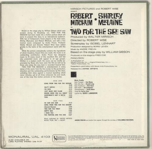 Andr� Previn Two For The See Saw vinyl LP album (LP record) US AP1LPTW700916