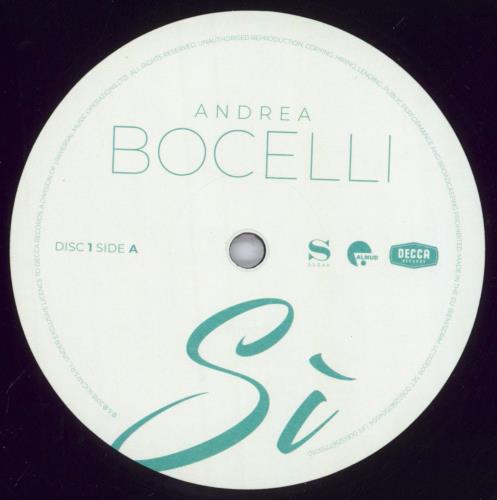 Andrea Bocelli Si 2-LP vinyl record set (Double LP Album) UK ABL2LSI831189