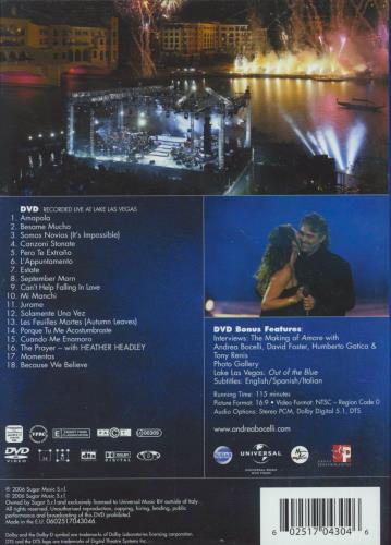 Andrea Bocelli Under The Desert Sky DVD UK ABLDDUN382079