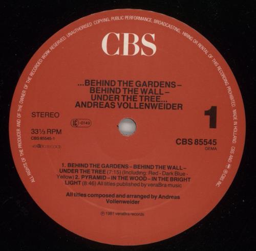 Andreas Vollenweider ... Behind The Gardens - Behind The Wall - Under The Tree .. vinyl LP album (LP record) Dutch VWRLPBE485852