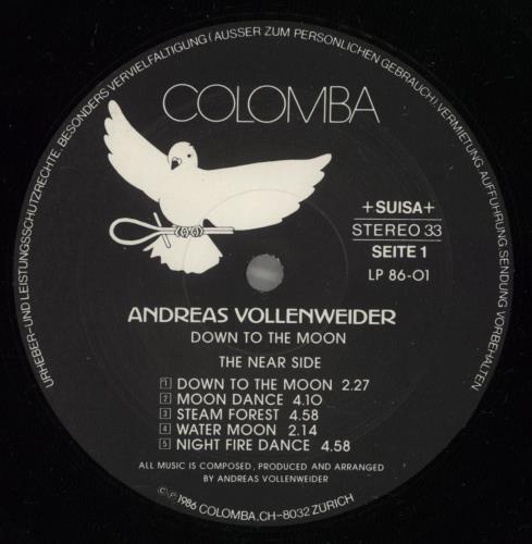 Andreas Vollenweider Down To The Moon vinyl LP album (LP record) Swiss VWRLPDO884783