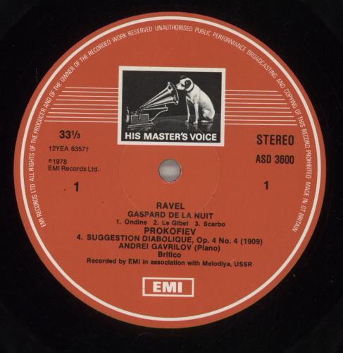 Andrei Gavrilov Ravel: Gaspard De La Nuit vinyl LP album (LP record) UK G9HLPRA482424