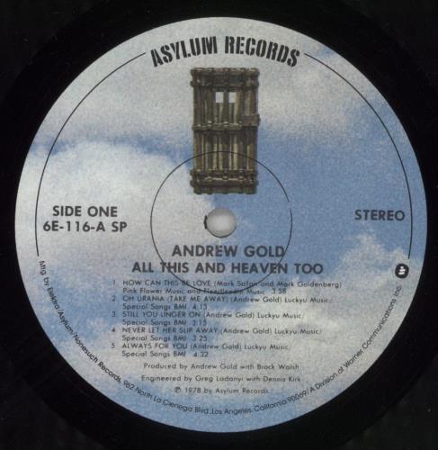 Andrew Gold All This And Heaven Too - Stickered Shrink vinyl LP album (LP record) US ADWLPAL701882